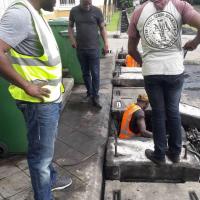 FROT Group in action during a drainage and sanitation community service exercise in Lagos