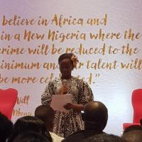 Author Munachi Mbonu gives opening remarks at the Book Launch of Father's Will